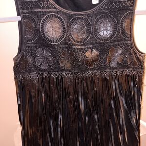 Black Fringe Sleeveless Dress
